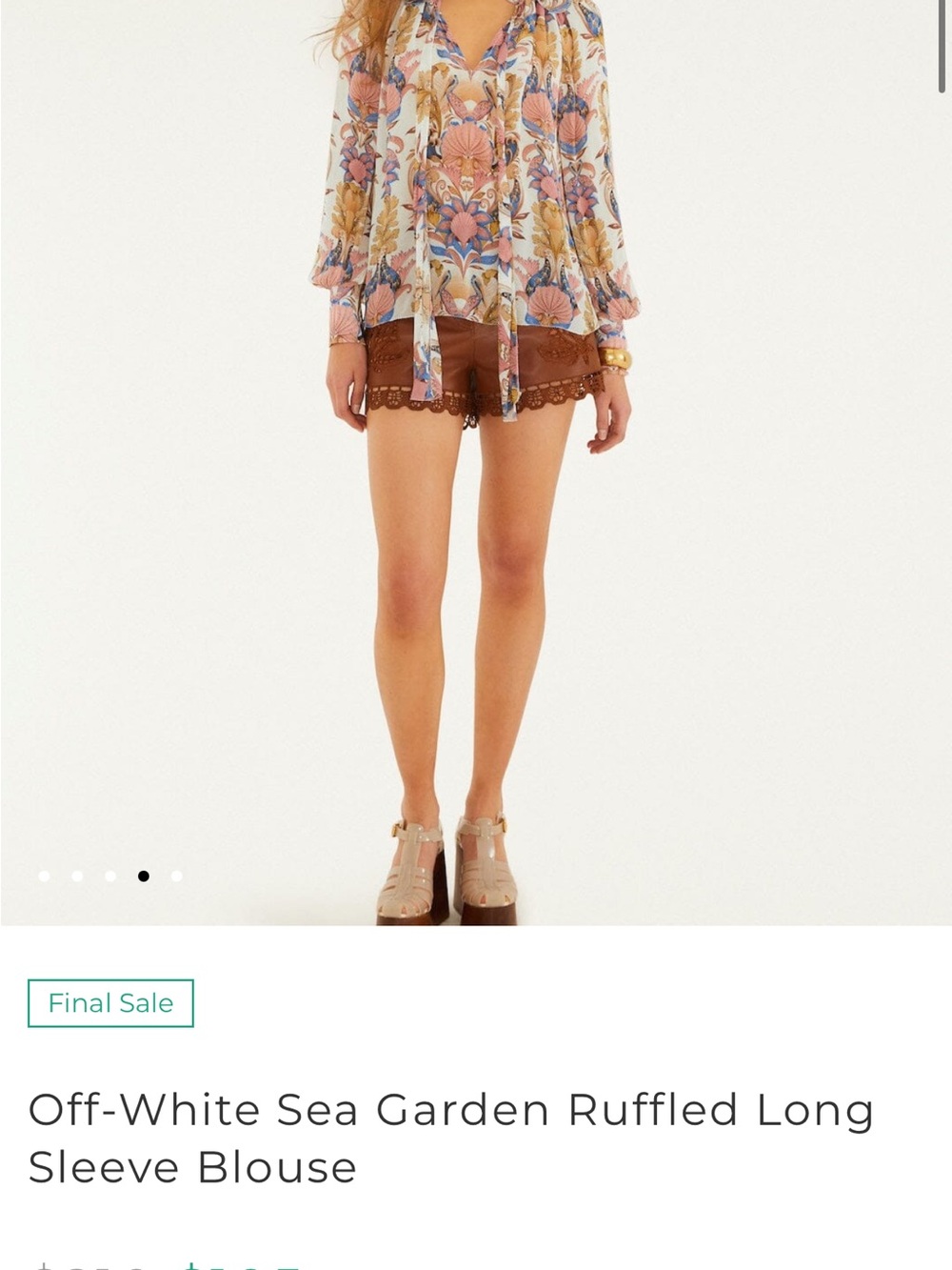 Farm Rio Off-White Sea Garden Ruffled Long Sleeve Blouse sz small NWT - Picture 4 of 6